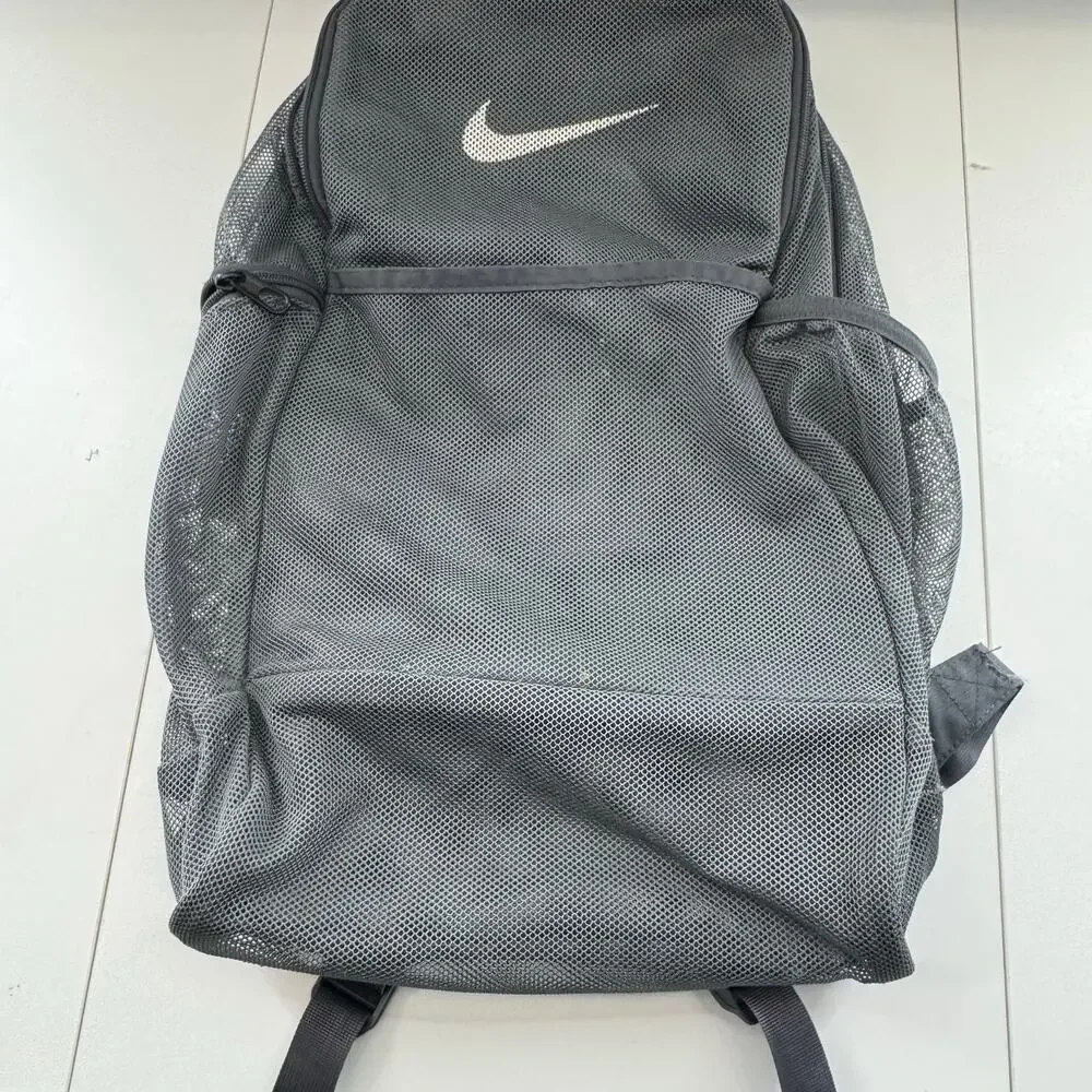 Nike Brasilia MESH Training Gym School Backpack Gray Security Mesh
